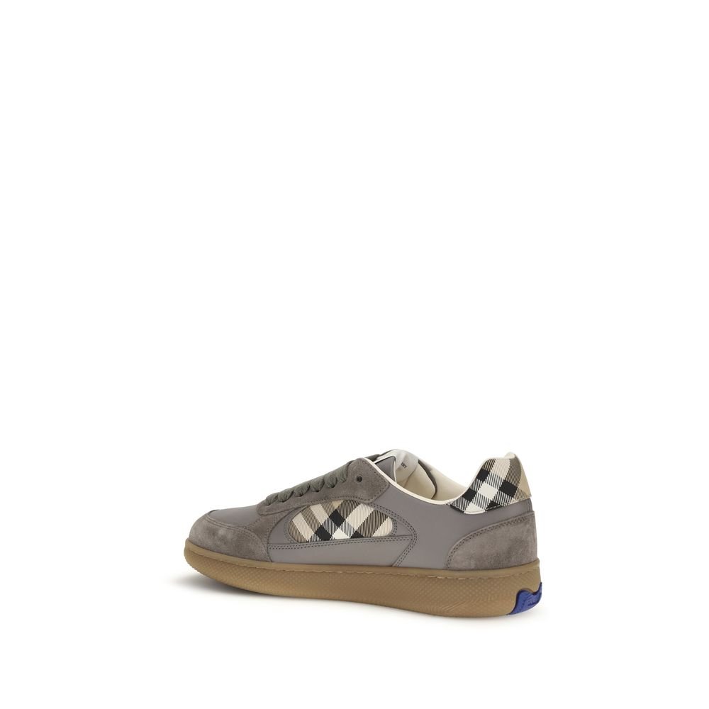 Stylish Gray Leather Low Top Sneakers designed by Burberry - Image 3