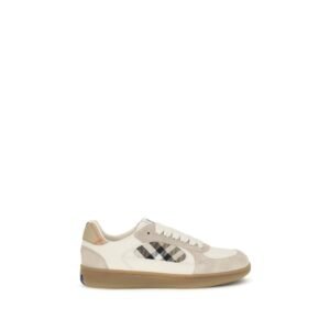 Classic Beige Leather Low Top Sneakers designed by Burberry