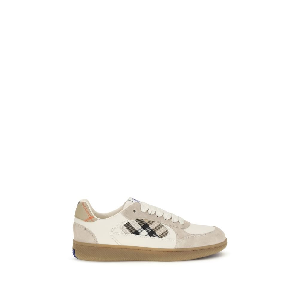 Classic Beige Leather Low Top Sneakers designed by Burberry