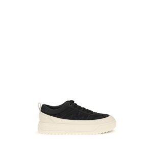Elegant Black Leather Athletic Sneakers designed by Moncler
