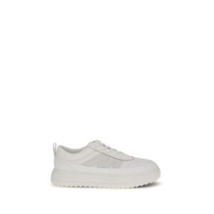 Elegant White Leather Athletic Sneakers designed by Moncler