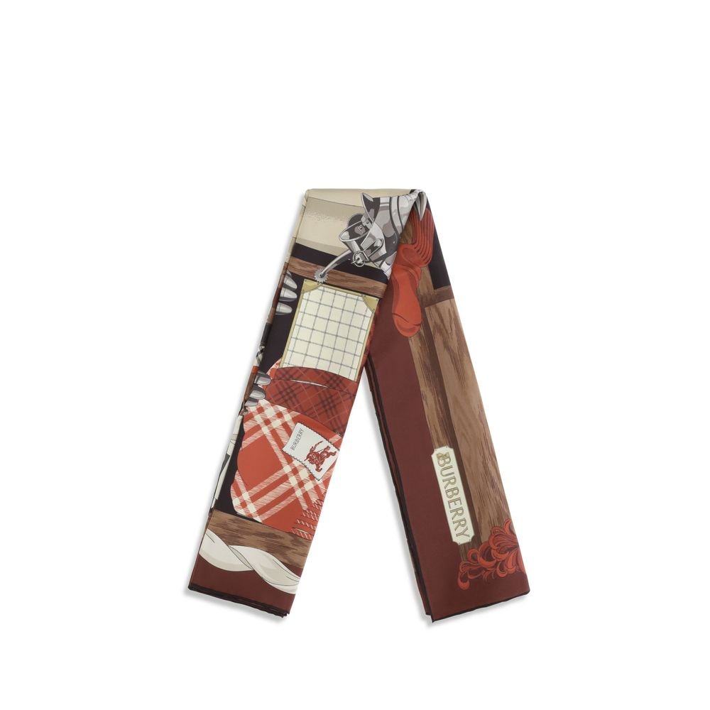 Elegant Brown 95 Motif Silk Scarf designed by Burberry - Image 2