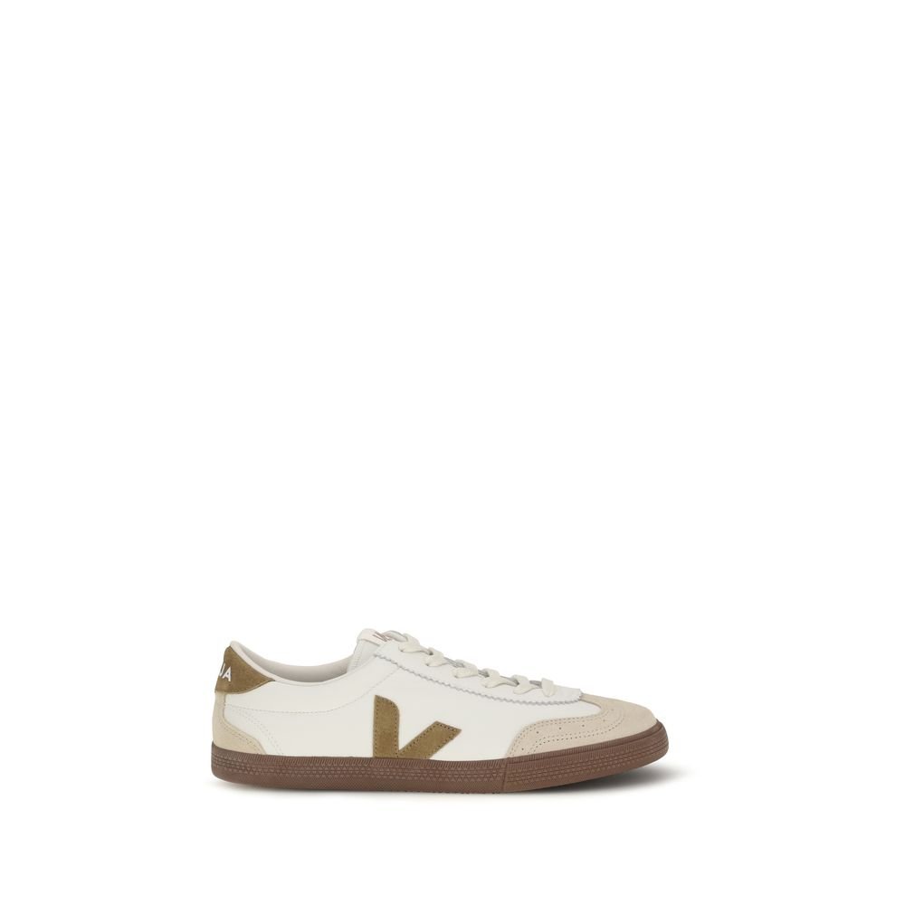 Classic Beige Leather Volley Athletic Sneakers designed by Veja