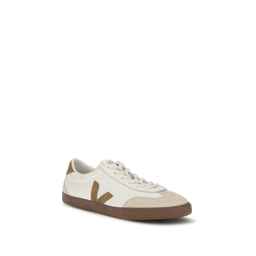 Classic Beige Leather Volley Athletic Sneakers designed by Veja - Image 2