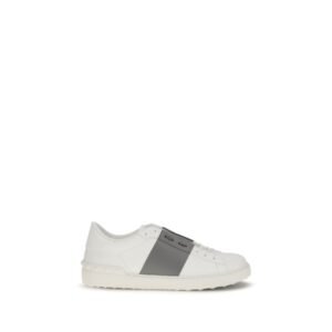 Chic Silver Leather Low Top Sneakers by Valentino Garavani