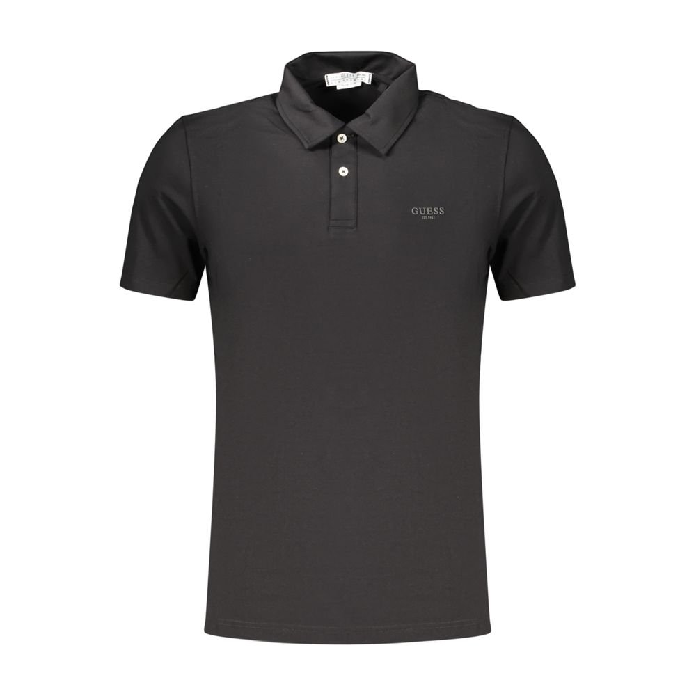 Stylish Black Cotton Mens Polo designed by Guess