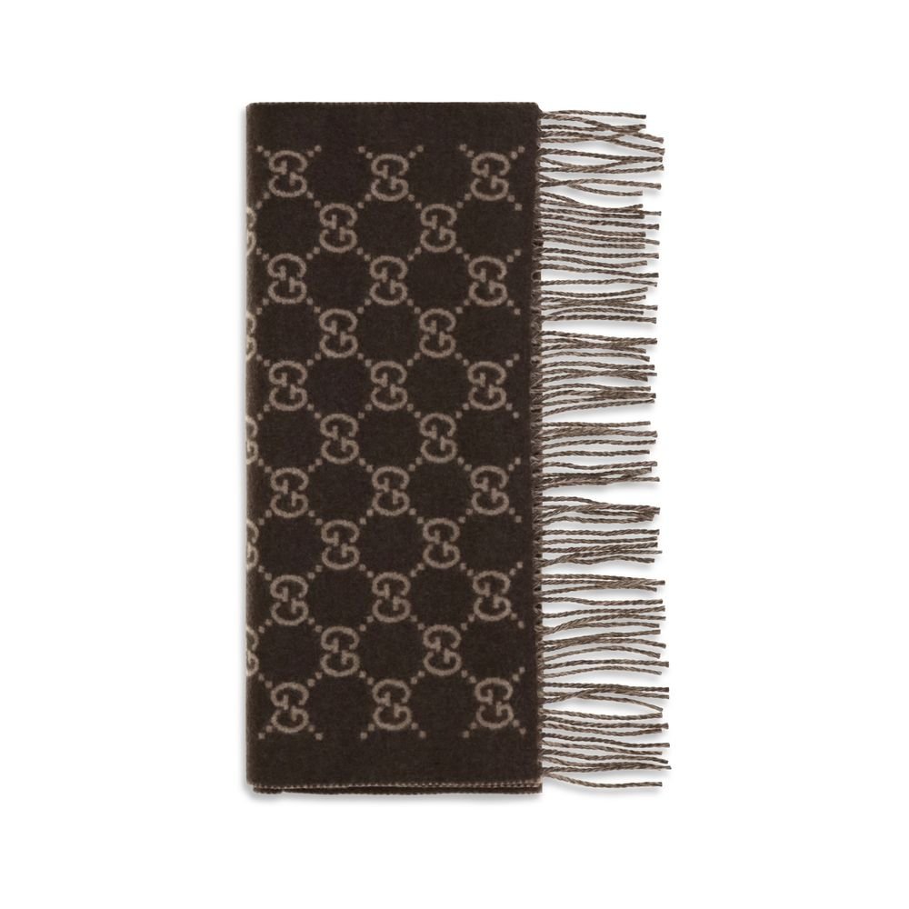 Stunning Brown Cashmere GG Scarf designed by Gucci