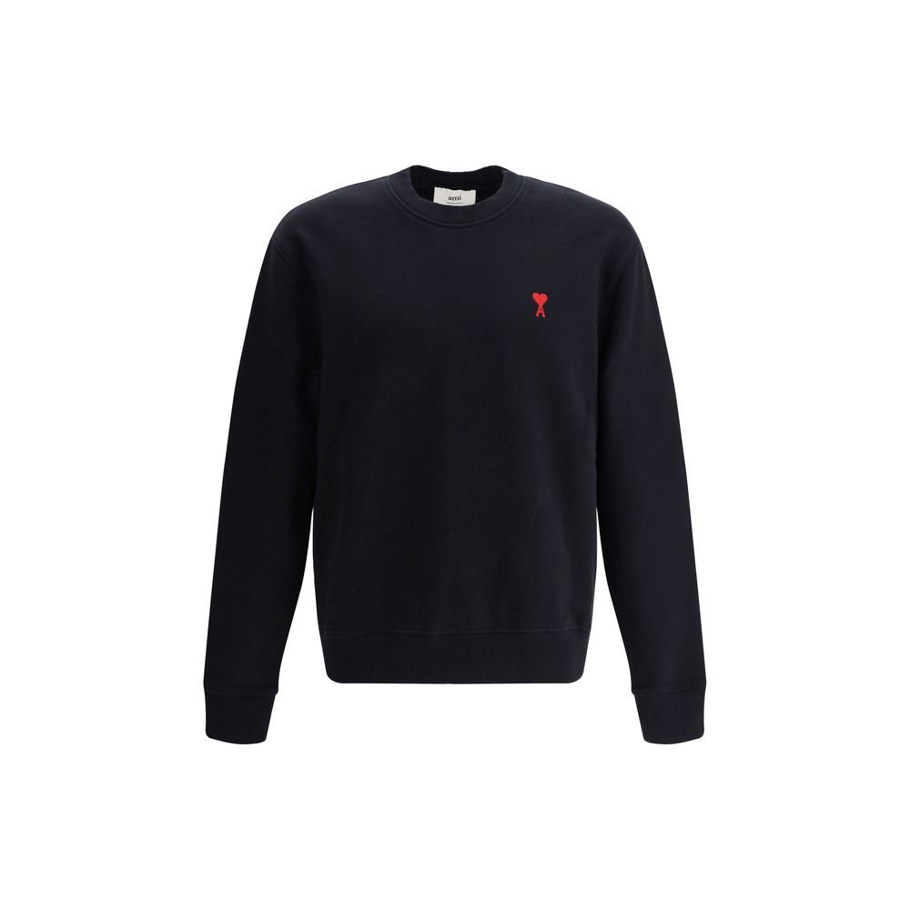 Trendy Black Cotton Sweatshirt designed by Ami Paris