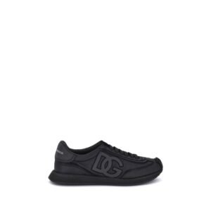 Chic Black Low Top Leather Sneaker designed by Dolce&Gabbana