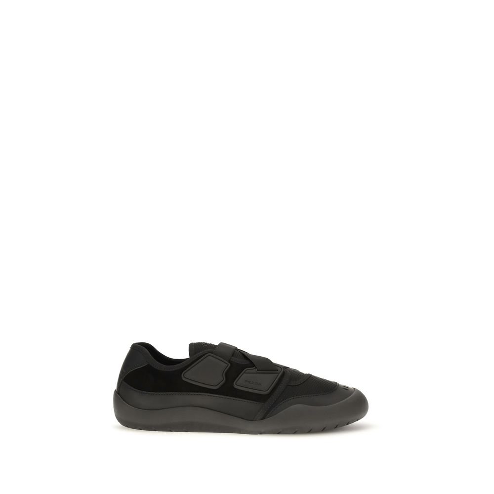 Chic Black Nylon Low Top Sneakers designed by Prada