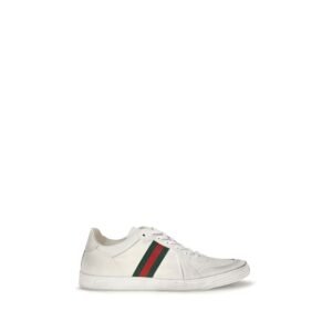 Vintage Style White Calf Leather Sneakers designed by Gucci