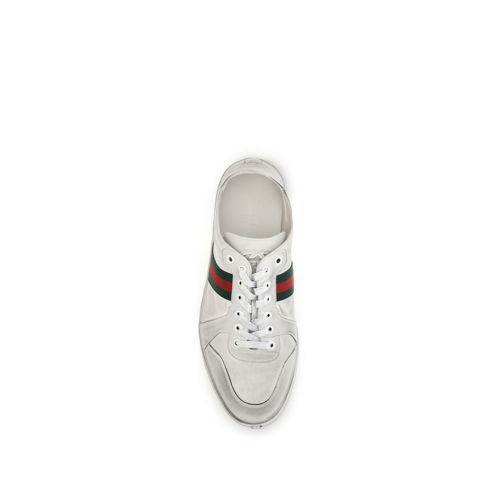Vintage Style White Calf Leather Sneakers designed by Gucci - Image 4