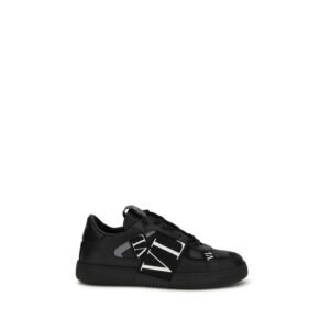 Black Leather Low Top Sneakers designed by Valentino Garavani