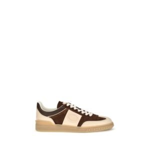 Brown Suede Leather Low Top Sneakers by Valentino Garavani
