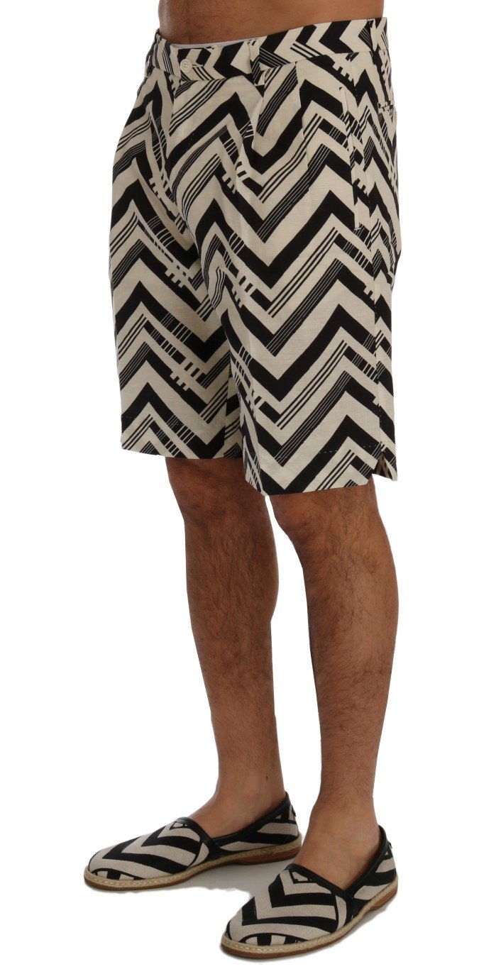 Chic White Black Stripe Linen Shorts designed by Dolce&Gabbana - Image 2