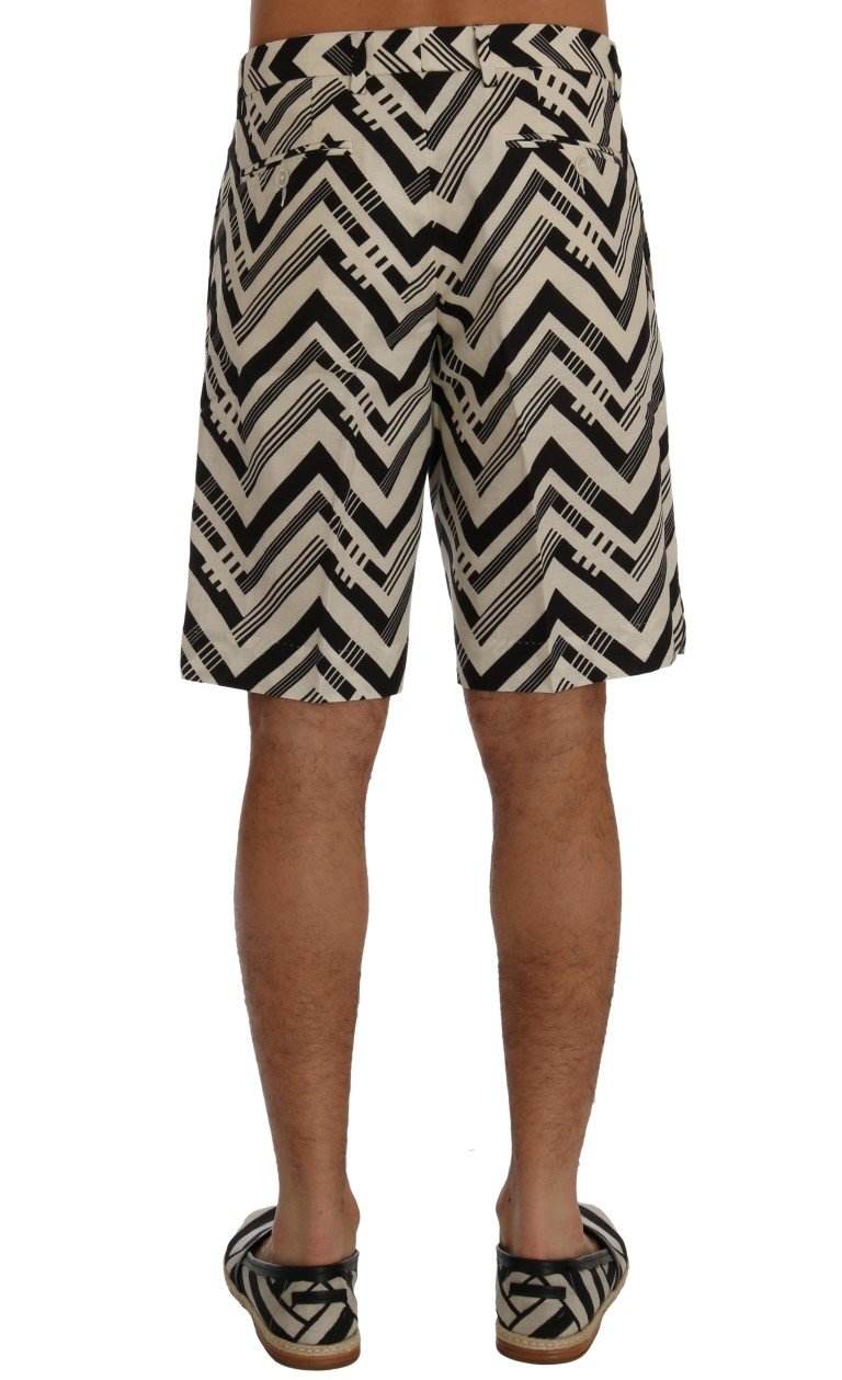 Chic White Black Stripe Linen Shorts designed by Dolce&Gabbana - Image 3