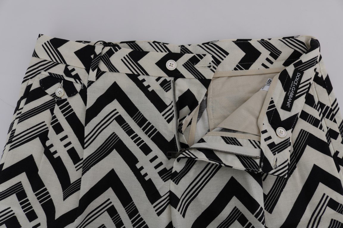 Chic White Black Stripe Linen Shorts designed by Dolce&Gabbana - Image 4