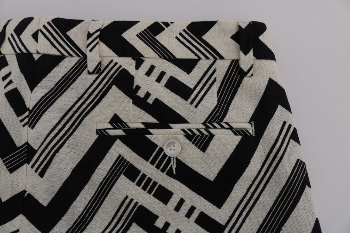 Chic White Black Stripe Linen Shorts designed by Dolce&Gabbana - Image 5