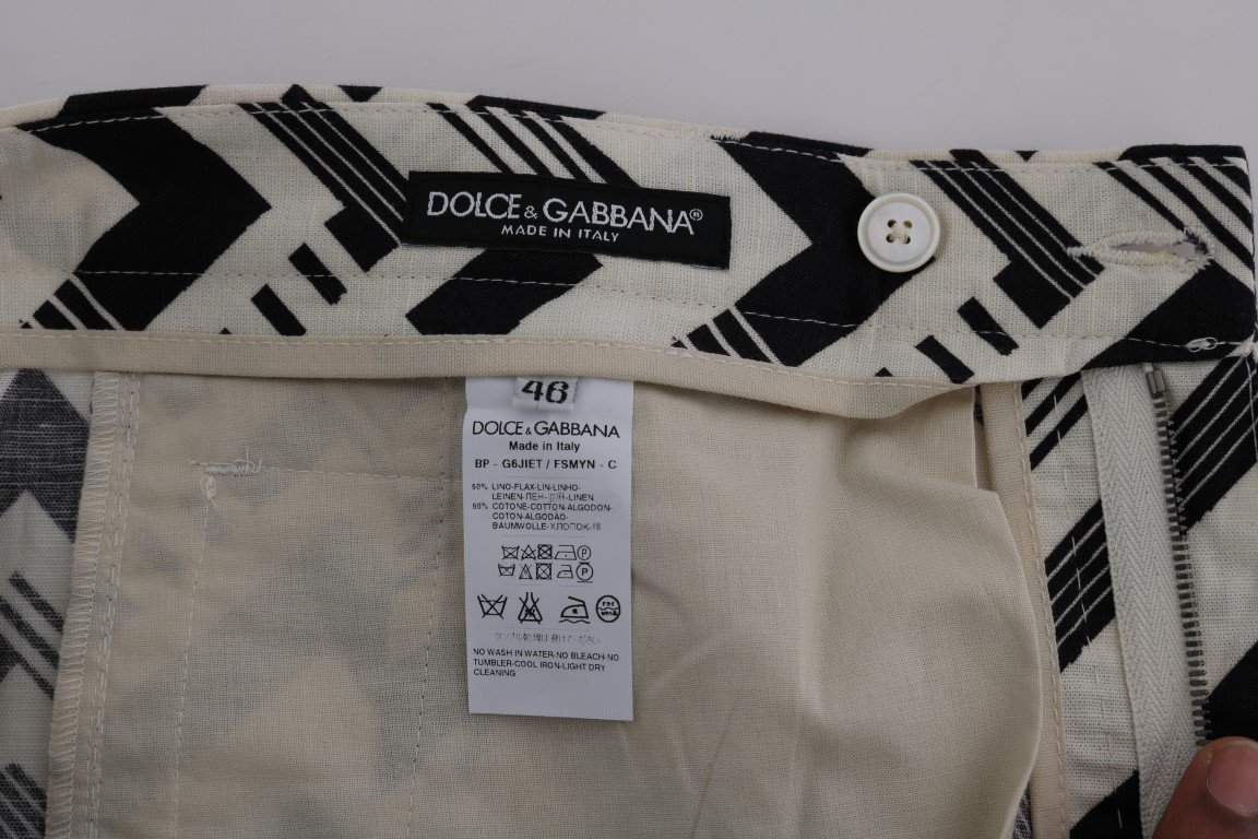 Chic White Black Stripe Linen Shorts designed by Dolce&Gabbana - Image 6