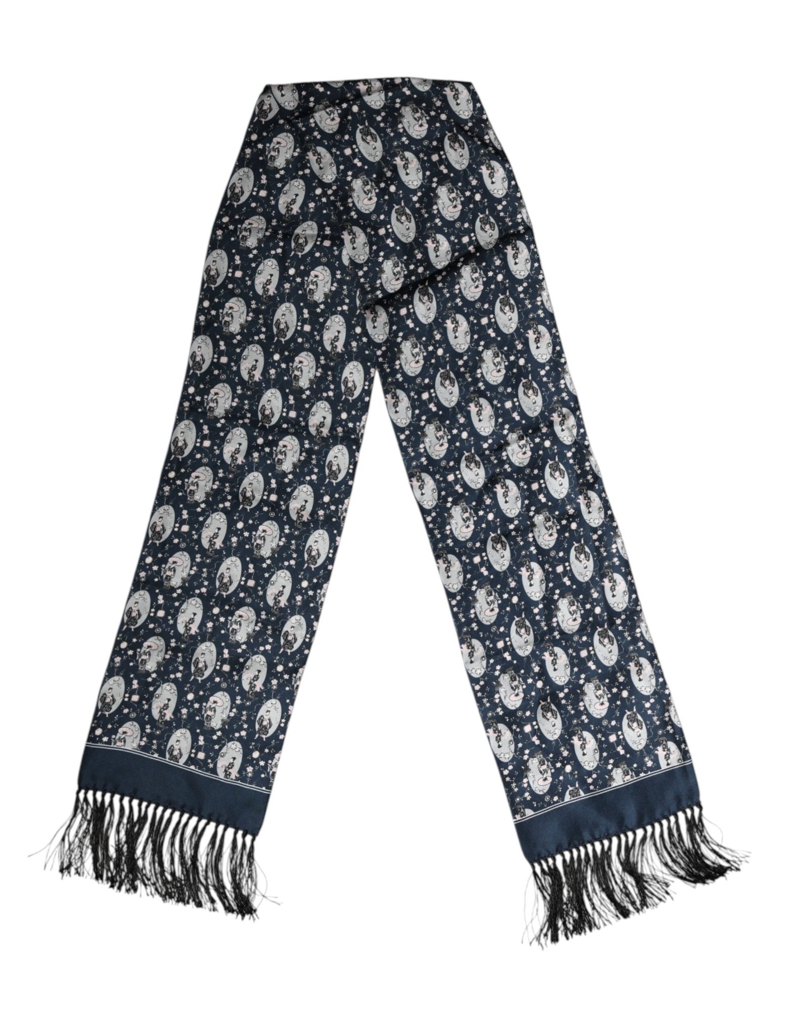 Navy Blue Silk Men Scarf designed by Dolce&Gabbana
