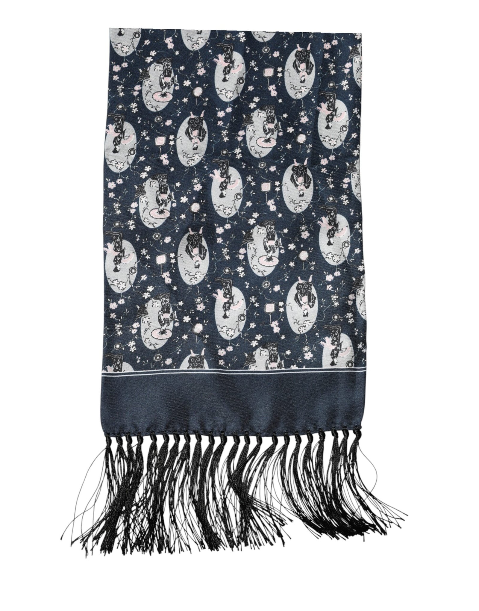 Navy Blue Silk Men Scarf designed by Dolce&Gabbana - Image 3