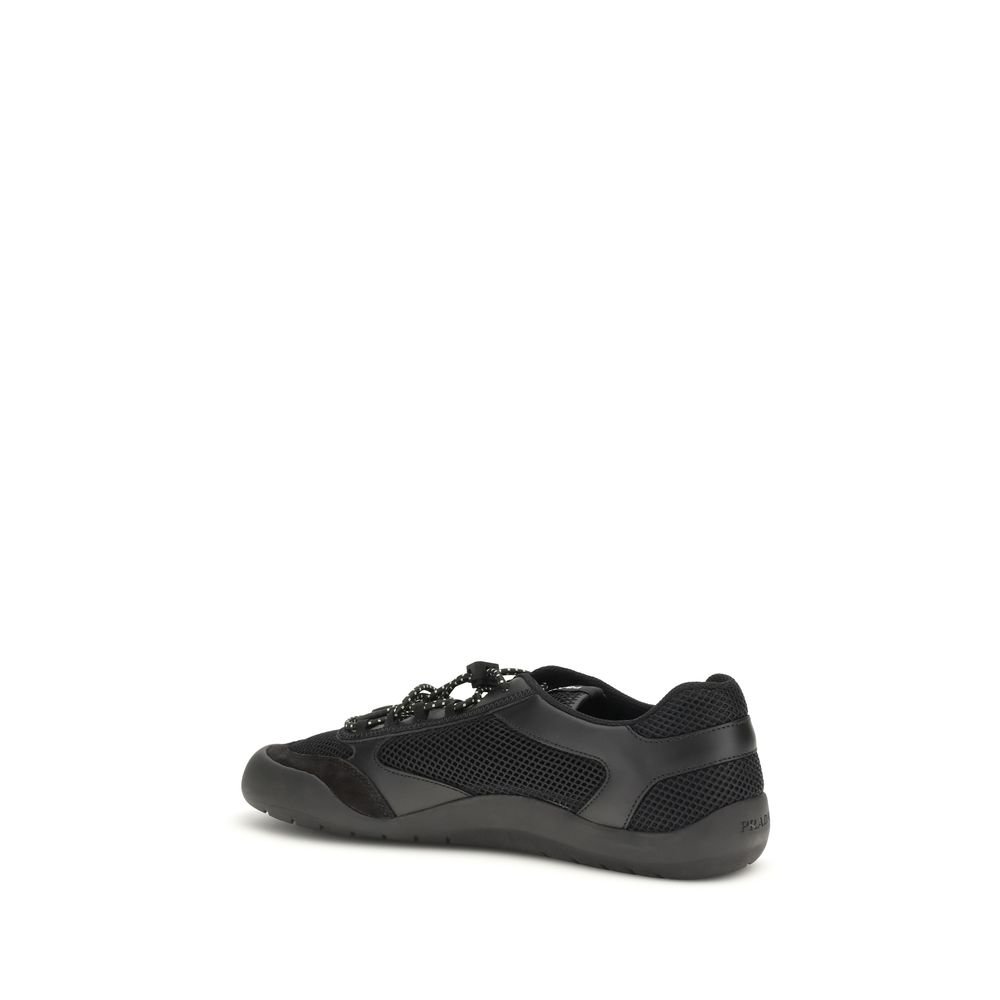 Sleek Black Low Top Athletic Sneakers designed by Prada - Image 3
