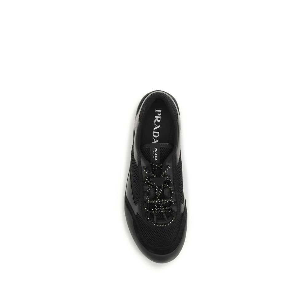 Sleek Black Low Top Athletic Sneakers designed by Prada - Image 4