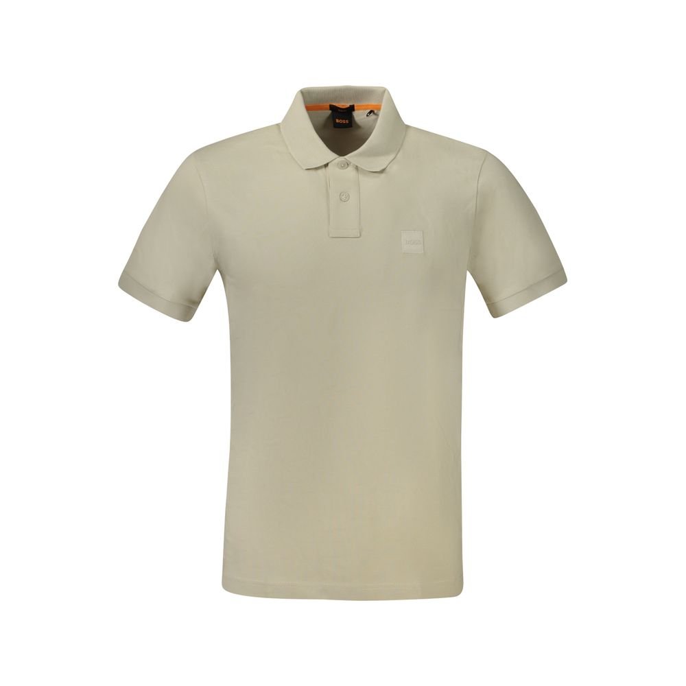 Beige Cotton Mens Polo designed by Hugo Boss