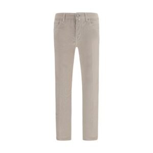 Beige Cotton Casual Pants