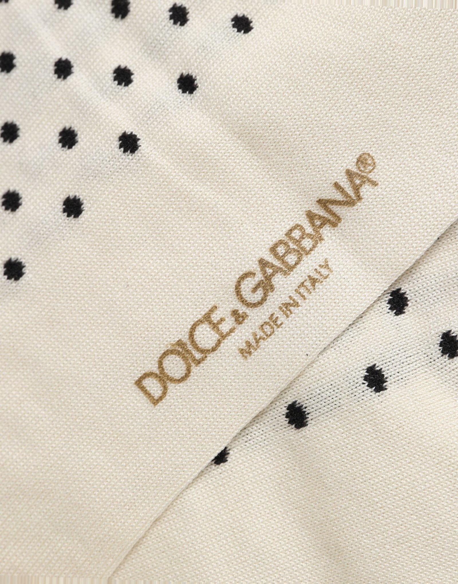 Off White Cotton Polka Dot Socks designed by Dolce&Gabbana - Image 4