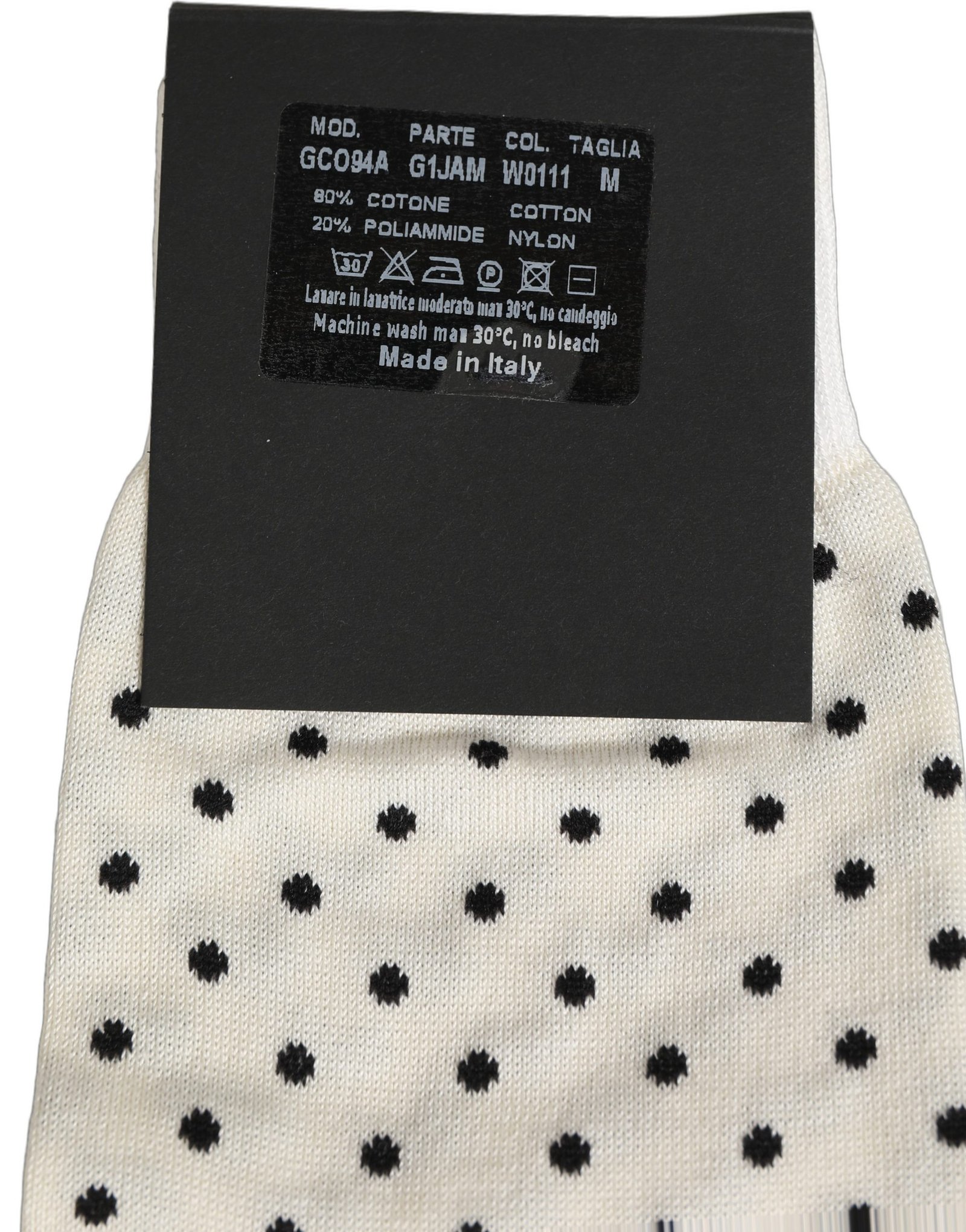 Off White Cotton Polka Dot Socks designed by Dolce&Gabbana - Image 7