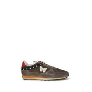 Brown Stud Up Low Top Sneakers designed by Valentino Garavani