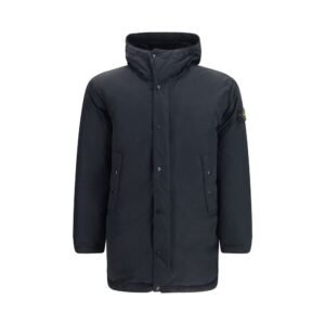 Elegant Black Full-Length Down Jacket designed by Stone Island