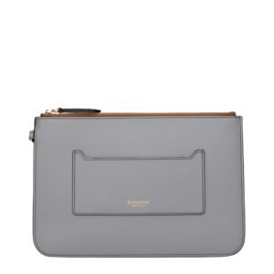 Elegant Gray Leather Clutch Bag designed by Burberry