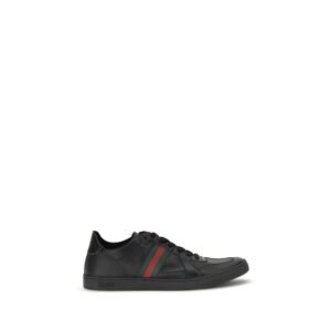 Sleek Black Leather Stretch Coda Sneakers designed by Gucci