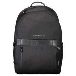 Black Nylon Men Backpack designed by Tommy Hilfiger