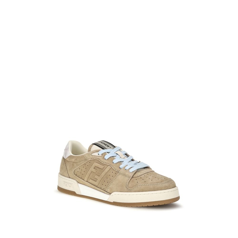 Chic Beige Leather Suede FF Athletic Sneakers designed by Fendi - Image 2
