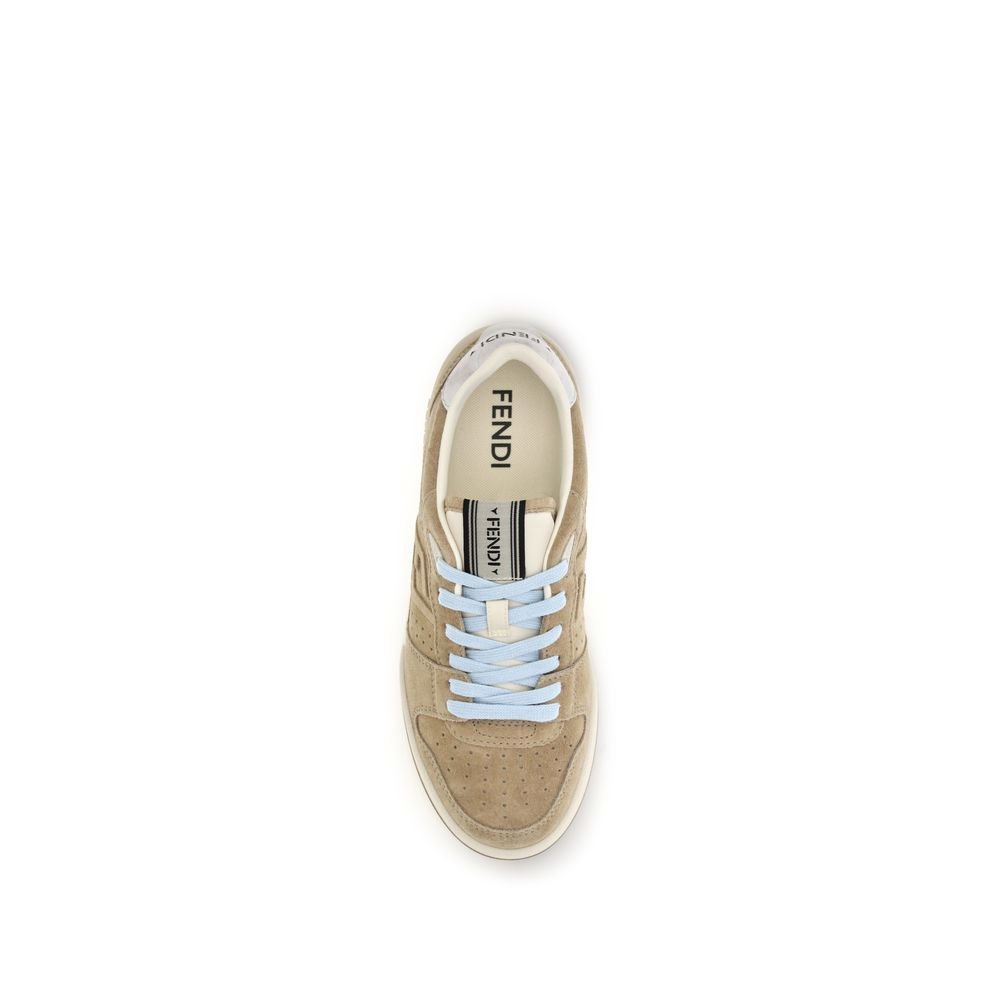 Chic Beige Leather Suede FF Athletic Sneakers designed by Fendi - Image 4