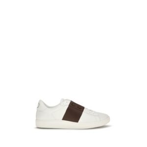 White Leather Low Top Open Sneakers by Valentino Garavani