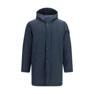 Stylish Blue Down Jacket designed by Stone Island
