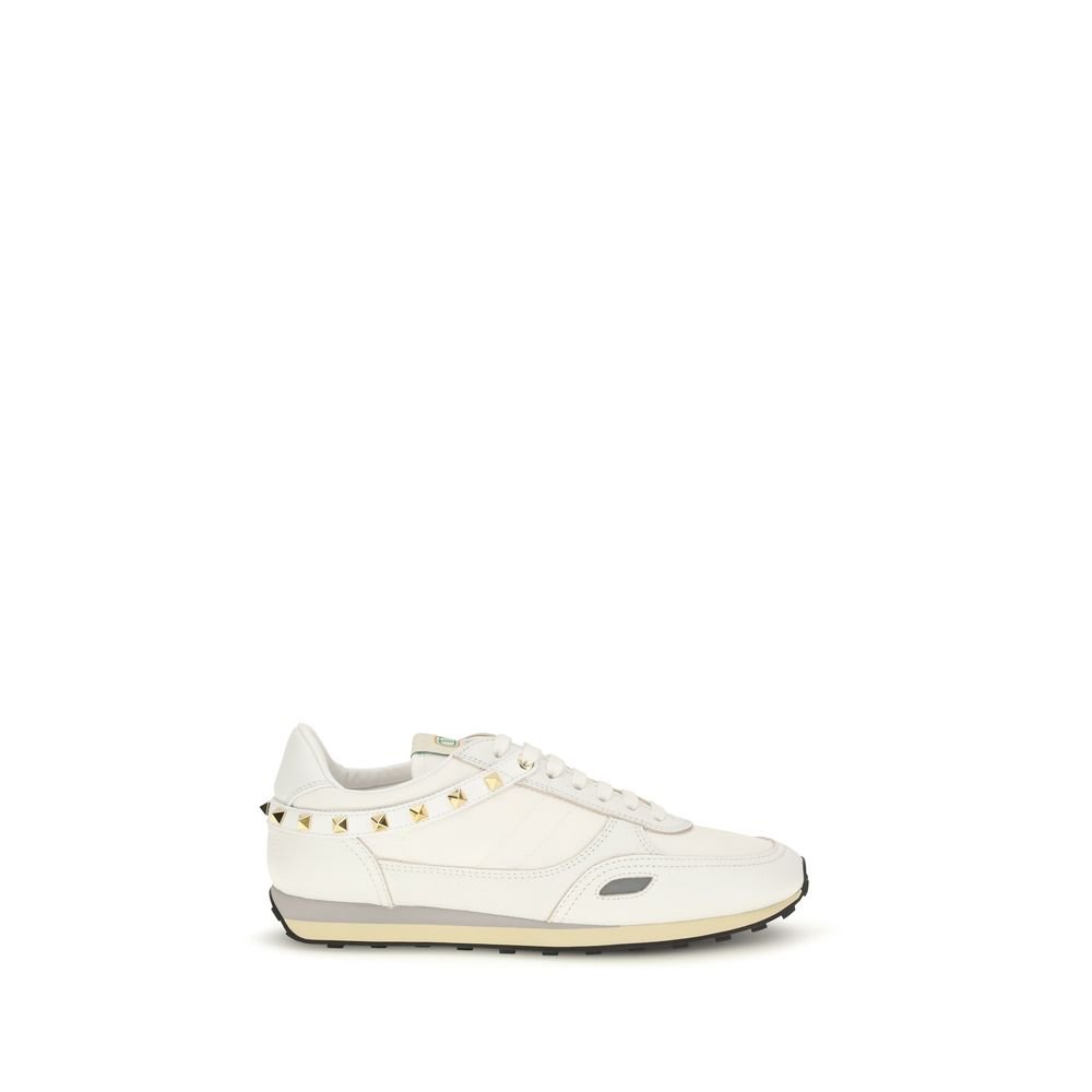 Chic White Leather Athletic Stud Sneakers by Valentino Garavani
