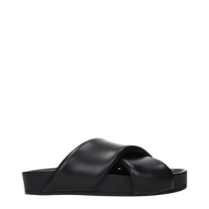 Stylish Black Leather Slippers designed by Jil Sander