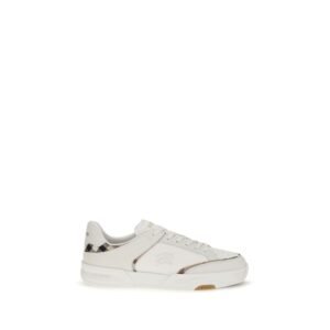 White Leather Harrow Low Top Sneakers designed by Burberry