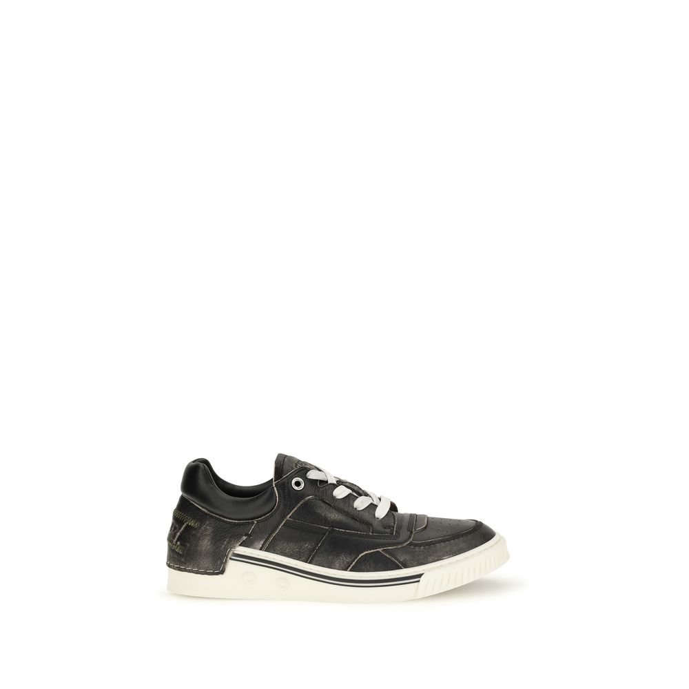 Chic Black FF Leather Low Top Sneakers designed by Fendi