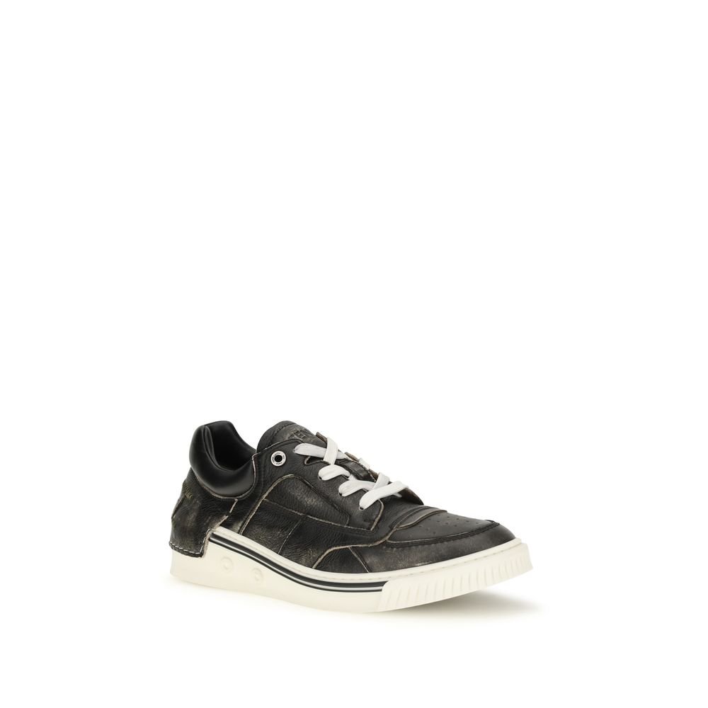 Chic Black FF Leather Low Top Sneakers designed by Fendi - Image 2