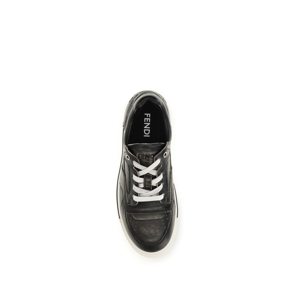 Chic Black FF Leather Low Top Sneakers designed by Fendi - Image 4