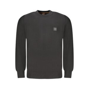 Smart Black Cotton Men Sweater designed by Hugo Boss