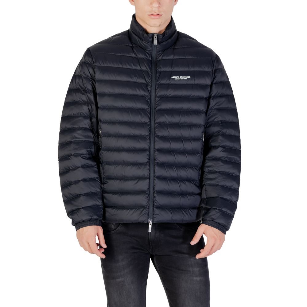 Blue Polyamide Down Jacket designed by Armani Exchange
