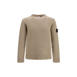 Iconic Beige Wool Loose Sweatshirt designed by Stone Island
