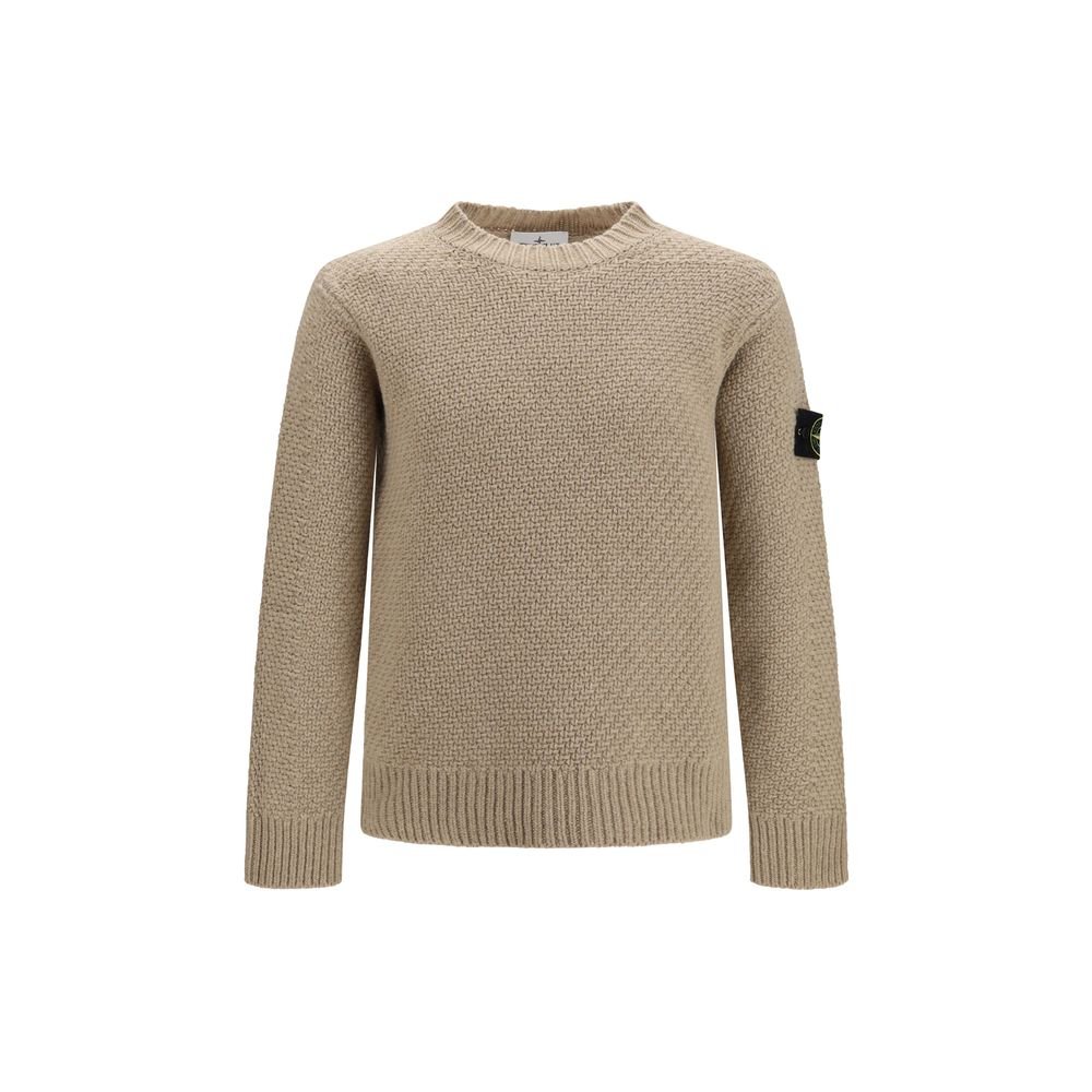 Iconic Beige Wool Loose Sweatshirt designed by Stone Island